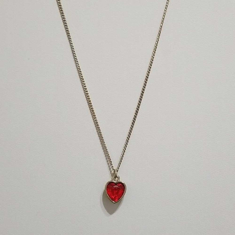 Delicate Red Crystal Heart Necklace